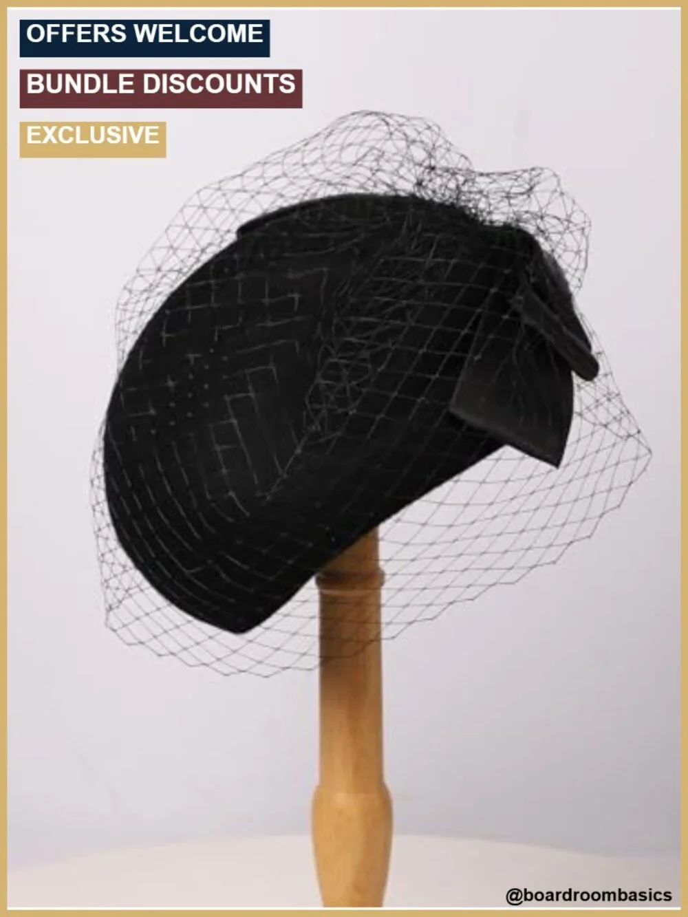Wool Felt Fascinator Hat for Women Bowknot Veil Formal Church Tea Party